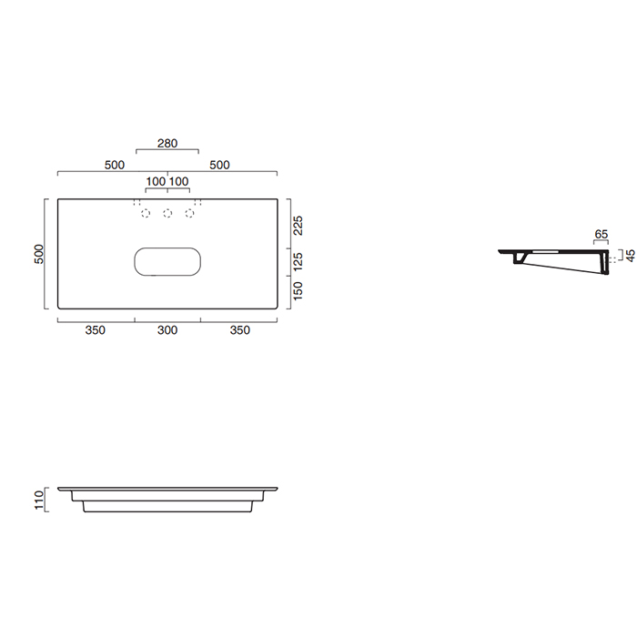 Catalano Ceramic Top Столешница керамическая 100x50 см, цвет: черный матовый 0831000022