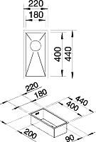 Blanco Zerox Мойка дополнительная, встр. снизу  22x44x13h, цвет: сталь 521567
