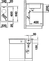 Blanco Andano Мойка дополнительная, встр. снизу 22x44x13h, цвет: сталь 522952