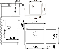 Blanco Pleon Кухонная мойка, встр. серху  61,5x51x22h, цвет: черный 521678