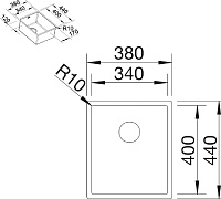 Blanco Claron Кухонная мойка, встр. снизу 38x44x19h, цвет: сталь 521571