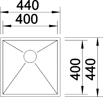 Blanco Zerox Кухонная мойка, встр. снизу 44x44x17,5h, цвет: сталь 521585