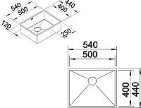 Blanco Zerox Кухонная мойка, встр. снизу 54x44x17,5h, цвет: сталь 521589