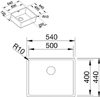 Blanco Claron Кухонная мойка, встр. снизу 54x44x19h, цвет: сталь 521577