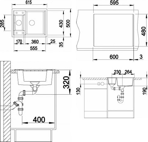Blanco Metra Кухонная мойка, встр. сверху 61,5x51x19h, цвет: бежевый 517351