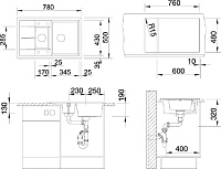 Blanco Metra Кухонная мойка, встр. сверху 78x50x19h, цвет: серый 513553