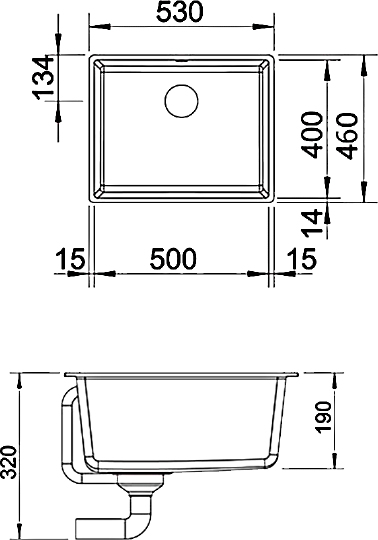 Blanco Subline Кухонная мойка, встр. снизу 53x46x19h, цвет: серый 523433