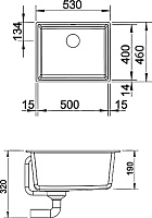 Blanco Subline Кухонная мойка, встр. снизу 53x46x19h, цвет: серый 523433