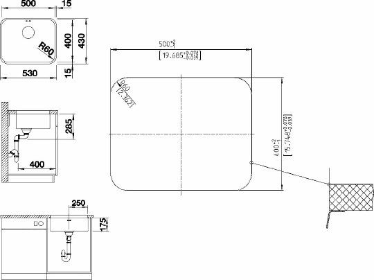 Blanco Supra Кухонная мойка без клапана, встр. снизу 53x43x17,5h, цвет: сталь 518205