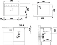 Blanco Dalago Кухонная мойка, встр. сверху 61,5x51x19h, цвет: черный 514197