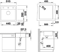 Blanco Dalago Кухонная мойка, встр. сверху 51,5x51x19h, цвет: серый 518522