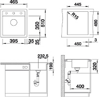 Blanco Dalago Кухонная мойка, встр. сверху 46,5x51x19h, цвет: белый 517160