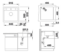 Blanco Dalago Кухонная мойка, встр. сверху 51,5x51x19h, цвет: черный 518521