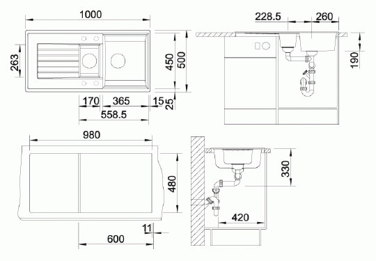 Blanco Zia Кухонная мойка, встр. сверху 100x50x19h, цвет: бежевый 514743