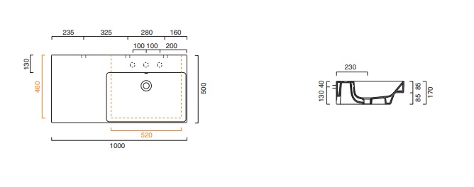 Catalano Comfort Раковина подвесная 100x50x17h см, с переливом, покр. Cataglaze, цвет: белый глянц. 0121030001