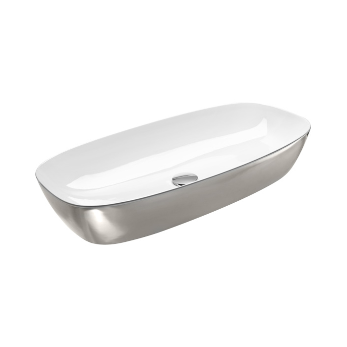 Catalano Zero Раковина чаша 80x40x14h см, без перелива, покр. Cataglaze, цвет: серебро/белый глянц. 0622800041
