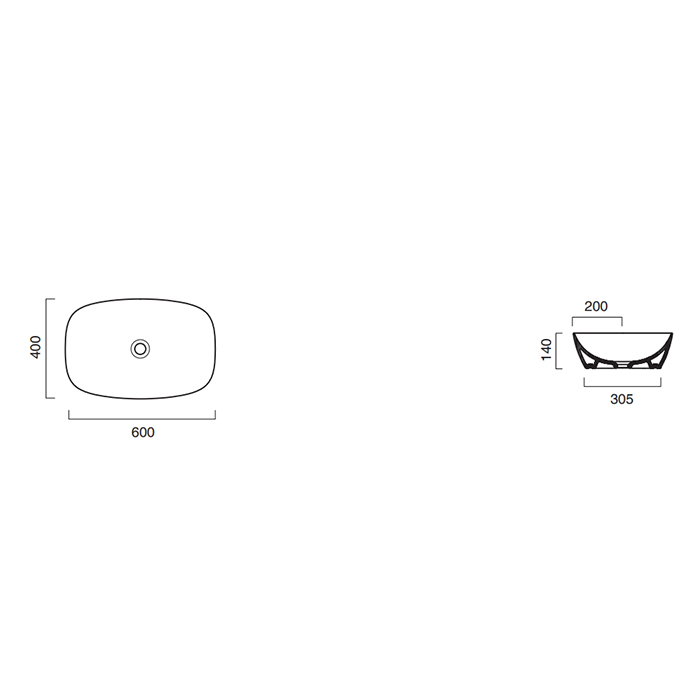Catalano Zero Раковина чаша 60x40x14h см, без перелива, покр. Cataglaze, цвет: серебро/белый глянц. 0622600041