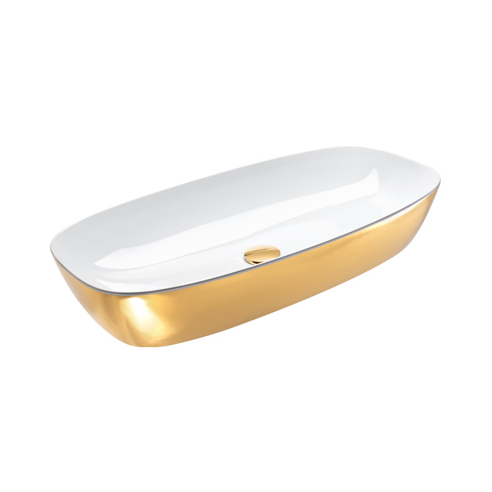 Catalano Zero Раковина чаша 80x40x14h см, без перелива, покр Cataglaze, цвет: золото/белый глянцевый 0622800042
