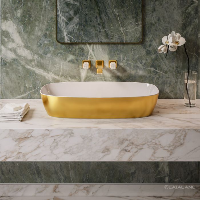Catalano Zero Раковина чаша 80x40x14h см, без перелива, покр Cataglaze, цвет: золото/белый глянцевый 0622800042