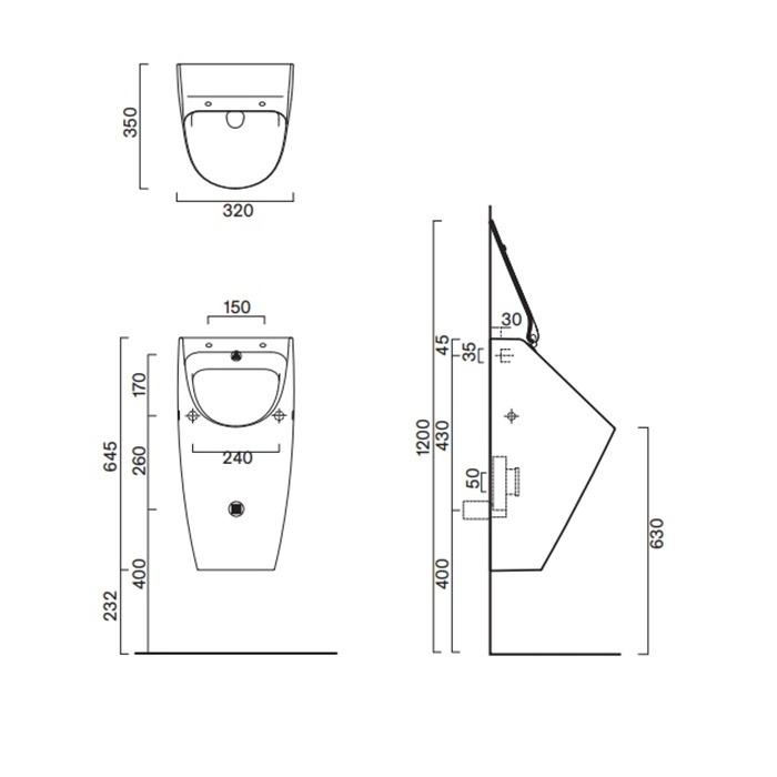 Catalano Comfort Писсуар подвесной со скрытым подводом воды, покр. Cataglaze, цвет: черный матовый 0932641022