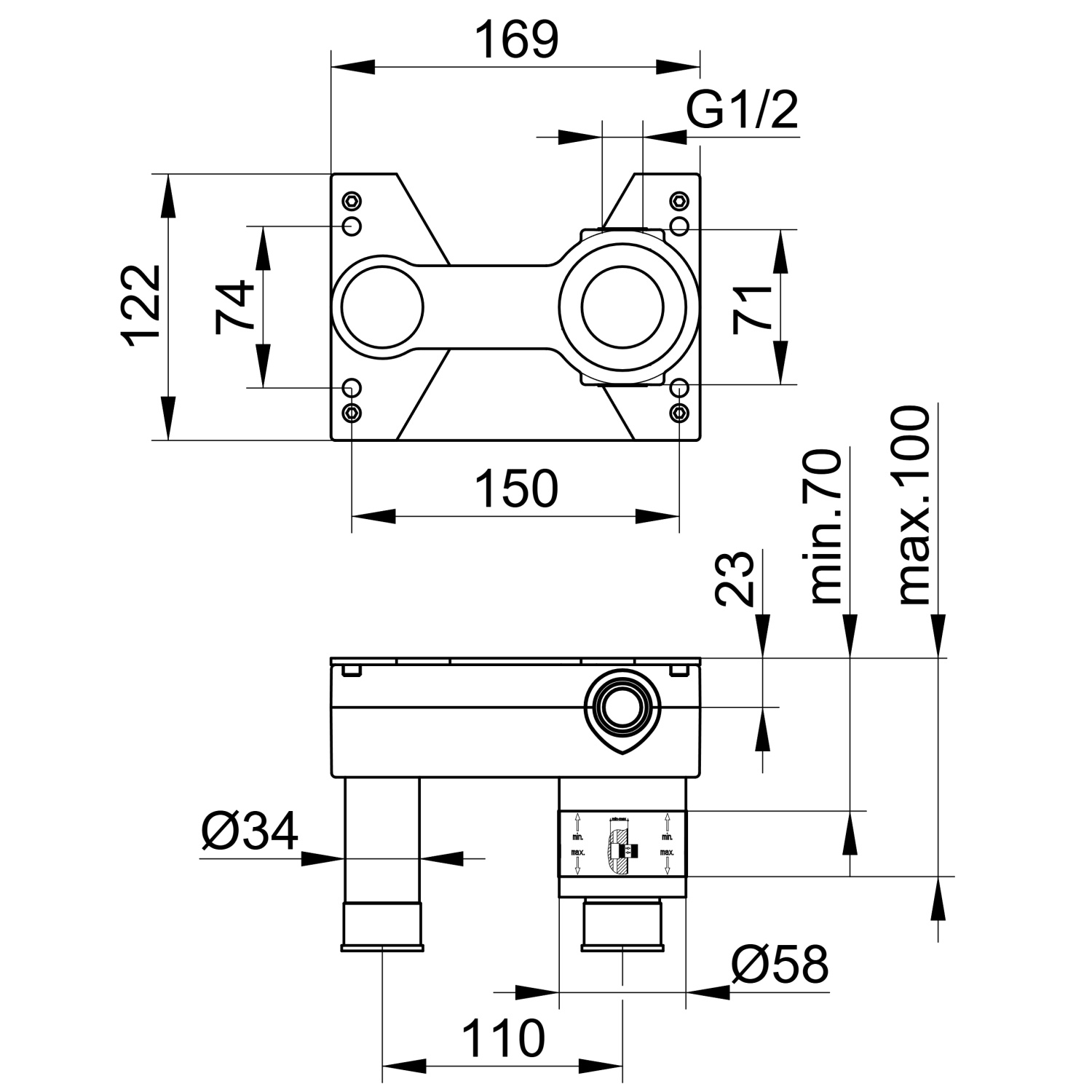Keuco Встраиваемая часть на 1 потребитель для встраиваемых смесителей 59916 000070