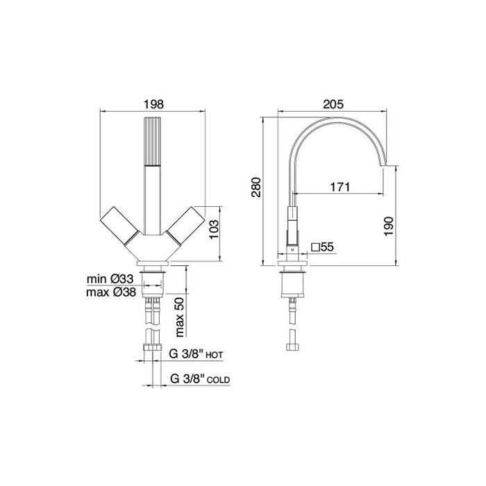 Treemme Kea Смеситель для раковины, излив 19 см, цвет: хром IT7A14CCK1ZZ