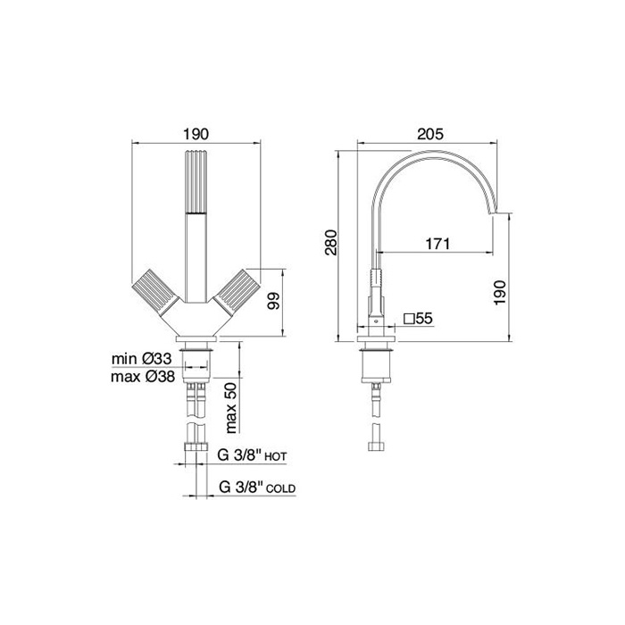 Treemme Kea Смеситель для раковины, излив 19 см, цвет: хром IT7A14CCKOZZ