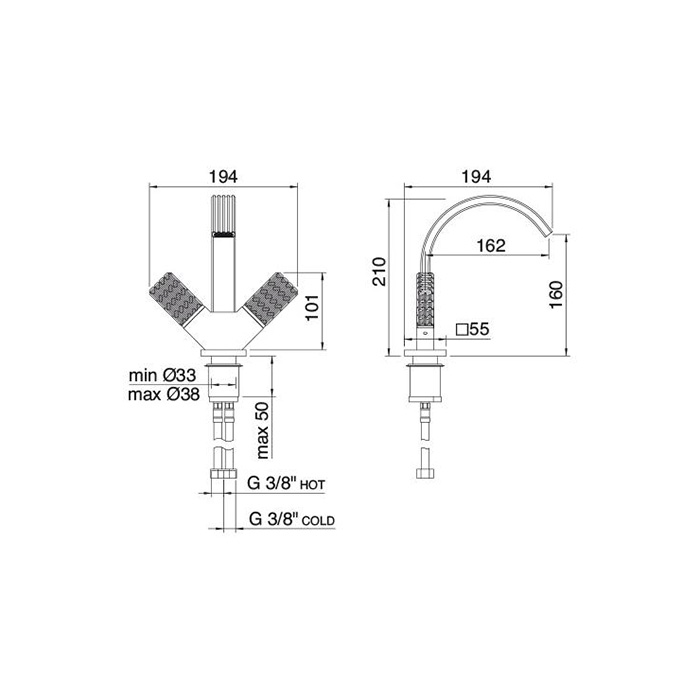 Treemme Kea Смеситель для биде на 1 отверстие, цвет: хром IT7A24CCROZZ