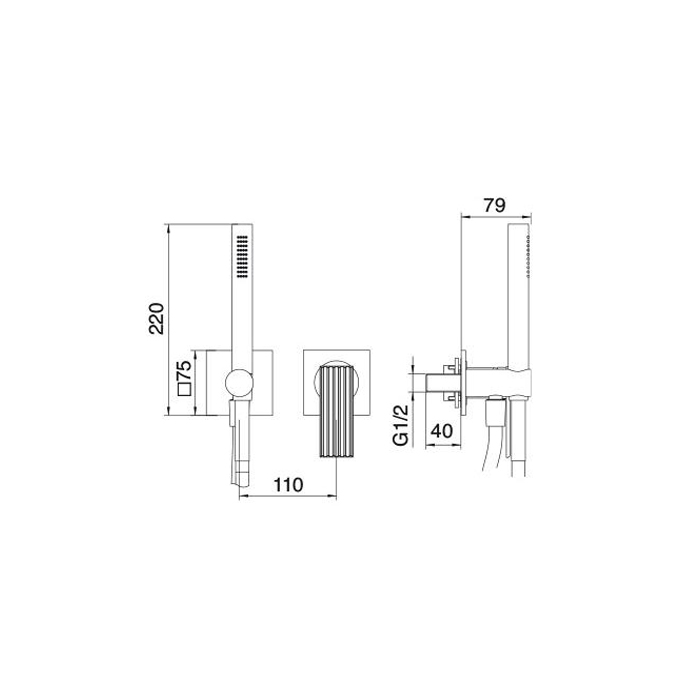Treemme Ios Смеситель для душа, встраиваемый, цвет: черный матовый RWIT2AD4NN01