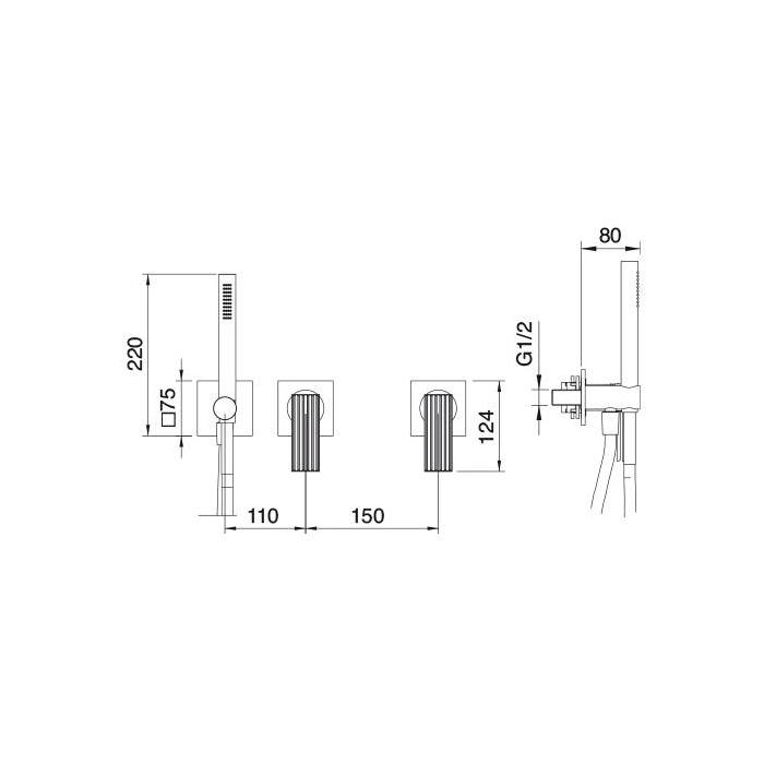 Treemme Ios Смеситель для ванны/душа, встраиваемый, цвет: черный матовый RWIT2AD9NN01