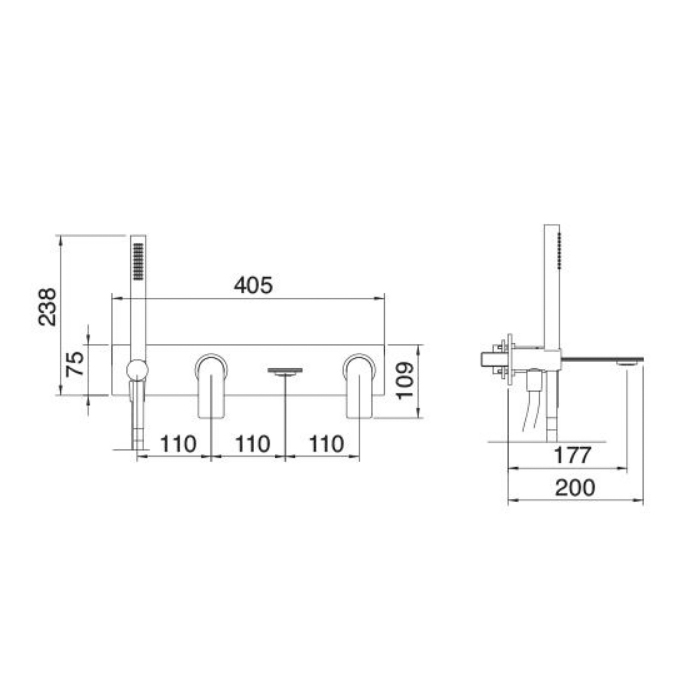 Treemme 3.6MM Смеситель для ванны, встраиваемый, цвет: нержавеющая сталь RWIT9AD7IS03