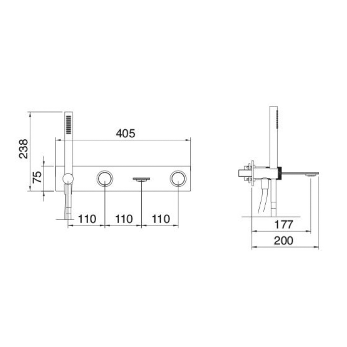 Treemme 3.6MM Смеситель для ванны, встраиваемый, цвет: нержавеющая сталь RWIT9AD7IS21
