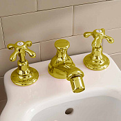 Sbordoni Firenze Смеситель для биде на 3 отв. с донным клапаном, цвет: глянцевая латунь FI146OOL