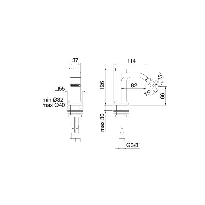 Treemme Ios Смеситель для биде, на 1 отв., цвет: черный матовый IT2A22NNRMCS