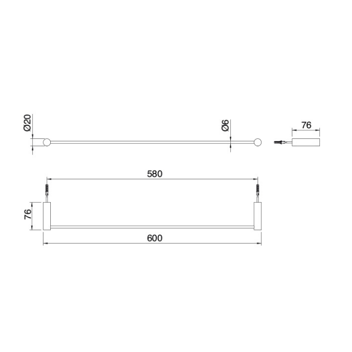 Treemme Filo Полотенцедержатель 60 см, цвет: черный IT3Z05NNZZZZ