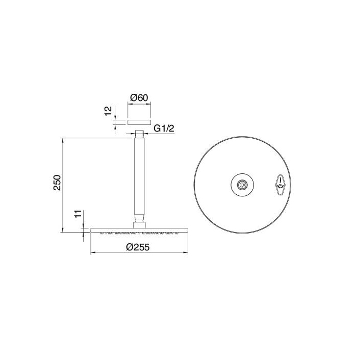 Treemme 3.6MM Верхний душ d25 см, цвет: нержавеющая сталь IT6598ISZZVS