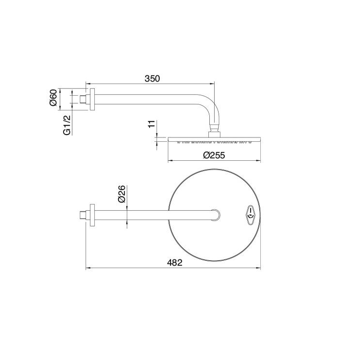 Treemme 3.6MM Верхний душ d25 см, цвет: нержавеющая сталь IT6599ISZZVS