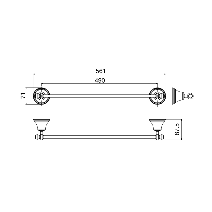 Treemme 8200 Полотенцедержатель 56 см, цвет: хром IT8205CCZZZZ
