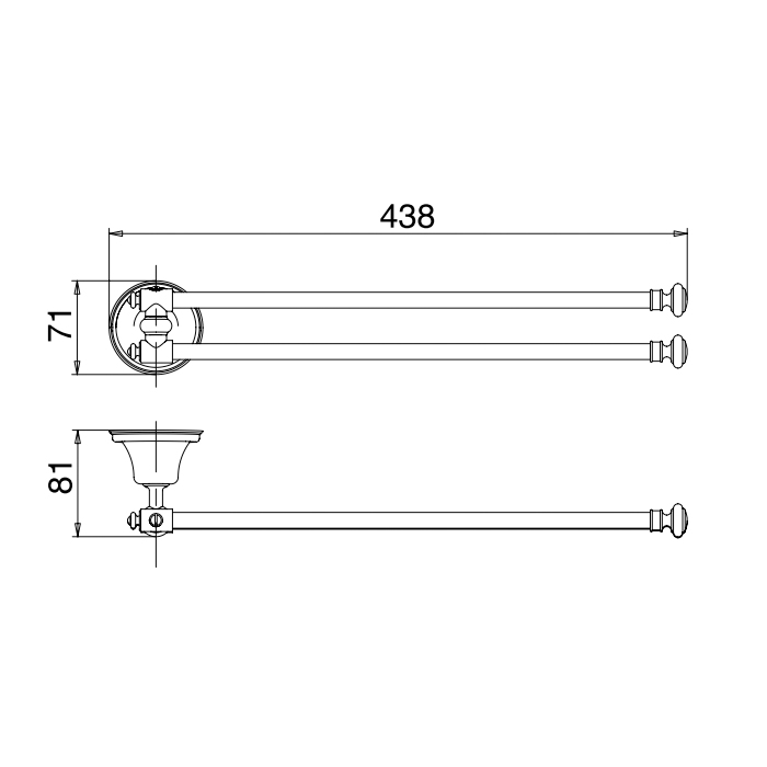 Treemme 8200 Полотенцедержатель двойной 45 см, цвет: хром IT8222CCZZZZ
