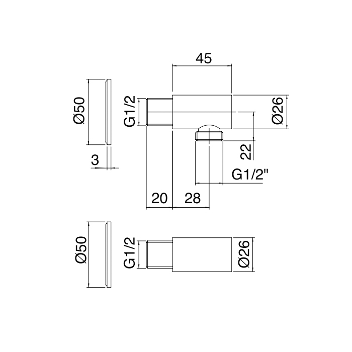 Treemme Ios Шланговое подключение 1/2", цвет: золото 24k ITRTGA123DD