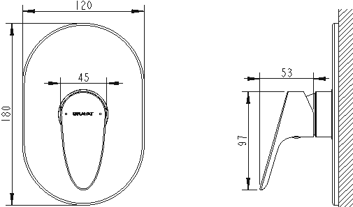 Bravat Drop Смеситель для душа, 12х6,1хh18, цвет: хром PB84898CP-RUS
