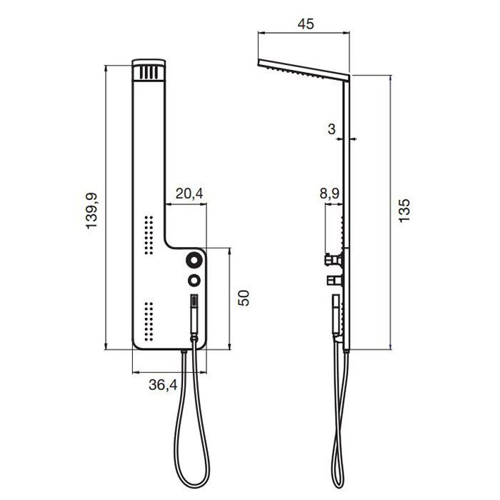 Hafro Plane Душевая панель, цвет: матовый белый 4PLA1N0 bi mat