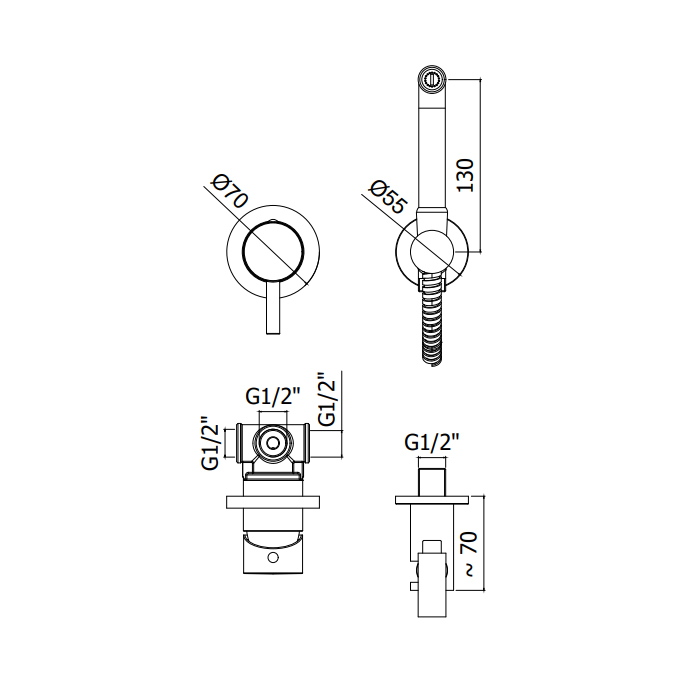 Paffoni Doccia Гигиенический душ со смесителем, цвет: хром KITDUP110CR
