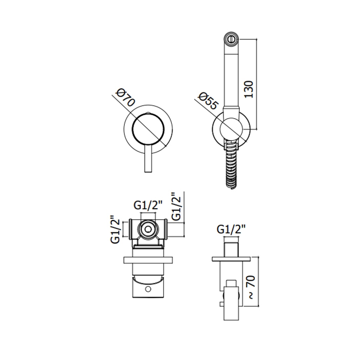 Paffoni Doccia Гигиенический душ со смесителем, цвет: золото медовое брашированное KITDUP110HGSP