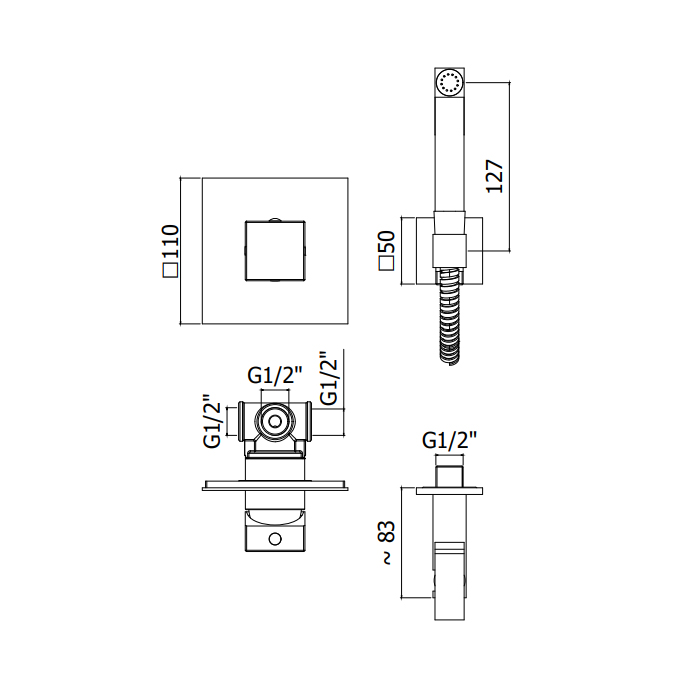 Paffoni Doccia Гигиенический душ со смесителем, цвет: хром KITDUP112CR