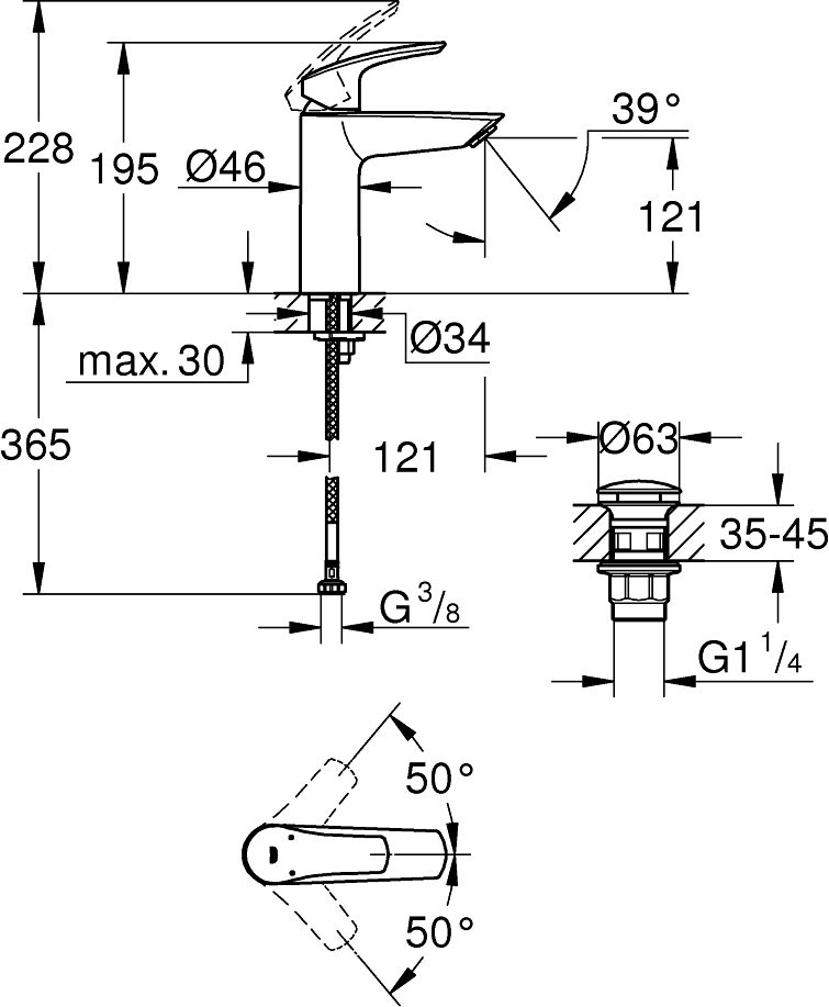 Grohe Eurosmart Смеситель для раковины, с д/к, цвет: хром 23923003