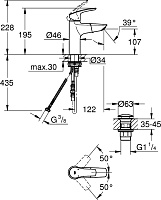 Grohe Eurosmart Смеситель для раковины, с д/к, цвет: хром 23976003
