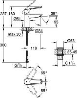 Grohe Eurosmart Смеситель для раковины, с д/к, цвет: хром 23980003