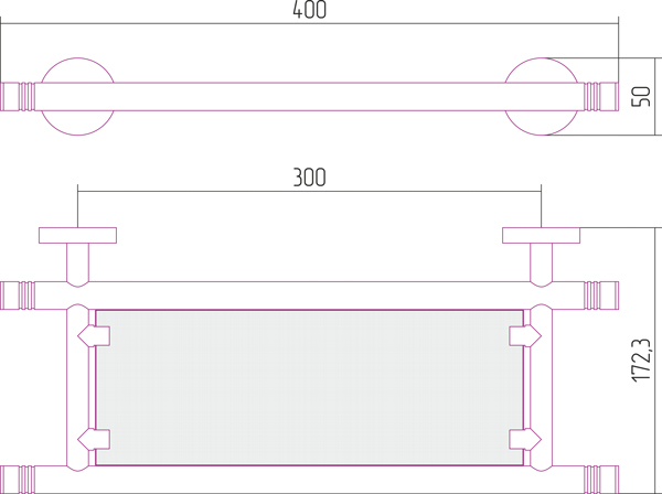 Сунержа Каньон Полка стеклянная 40x17,3x5h см цвет: золото 03-3003-0400