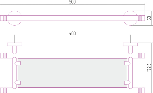 Сунержа Каньон Полка стеклянная 50x17,3x5h см, цвет: золото 03-3003-0500